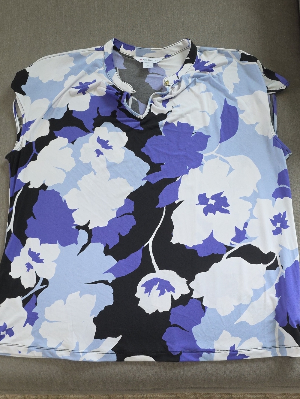 Liz Claiborne Purple, Black and White Floral Tank Top